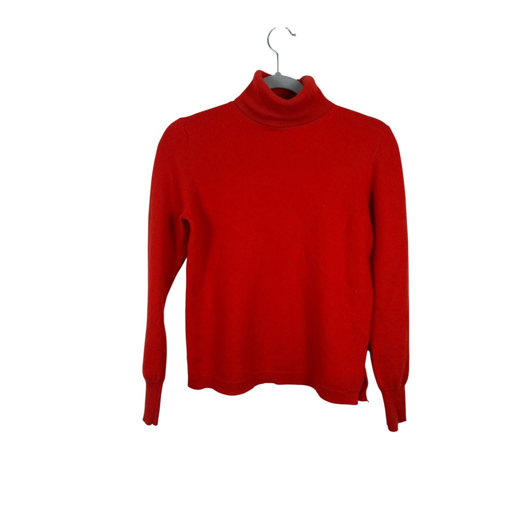 J.Crew Turtleneck Sweater Womens Small Red Excellent 100% Cashmere Long Sleeve